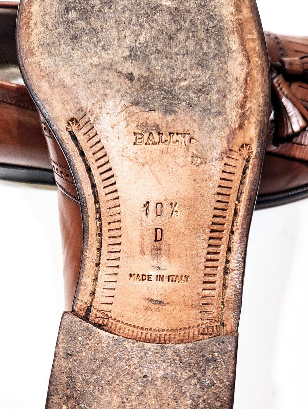 Bally Romolo Wingtip Tassel Loafers Men 10.5 D Tan Brown Leather Italy Shoes - Picture 10 of 11